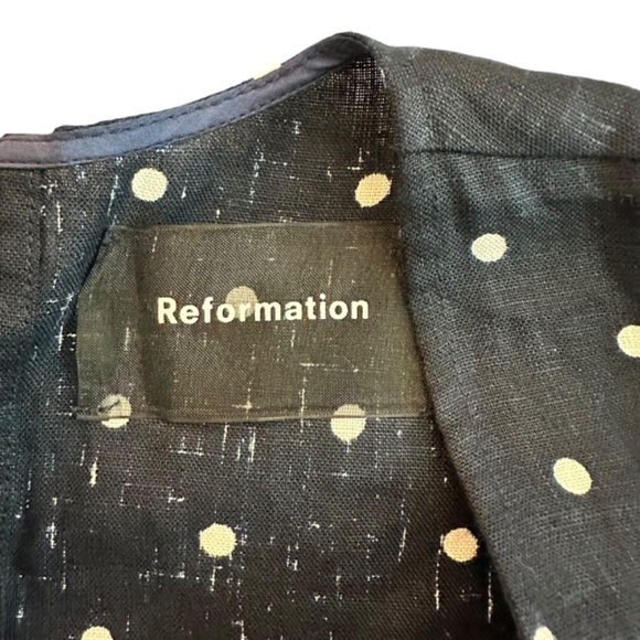 Reformation Mini Wrap Dress Womens S Linen Polka Dot USA Made Cottagecore Preppy - Picture 4 of 16